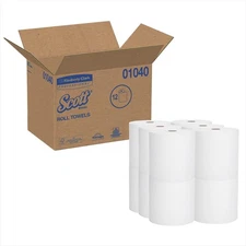 Scott Essential Hardwound Paper Towel Roll, White, 8 Inch x 800 Foot, Case of 12