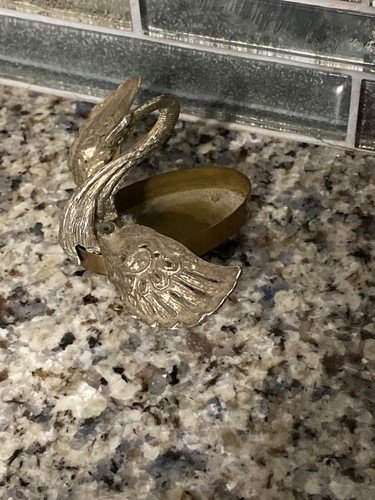 vintage golden Swan Open Salt Cellar Movable Wings Elegant Gold Tone product - Picture 2 of 4