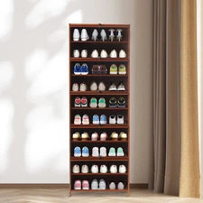 11 Tier Shoe Storage Rack Bookshelf with Cabinet Concealed Sliding Doors