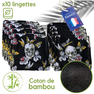 Tücher x10 BAMBUS schwarz ultra weich umweltfreundlich waschbar Make-up-Entferner-Puffer 90%