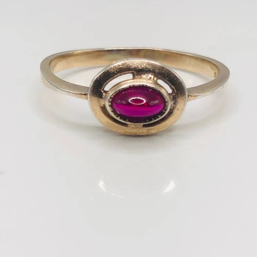 Vintage Engagement Ukrainian Cabochon Ring Silver 925 Size 9.5