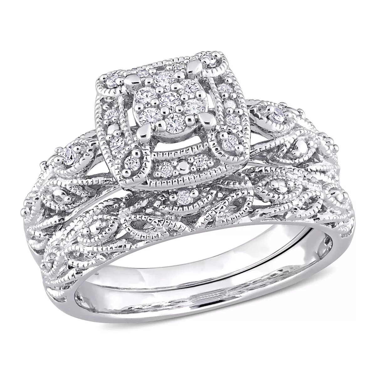 Platinum over sterling hotsell silver wedding ring sets