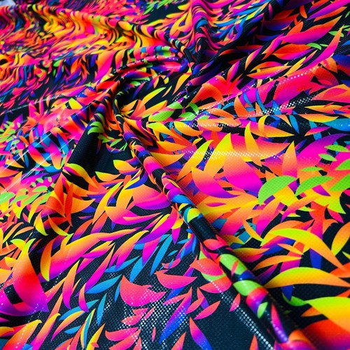 Multicolor Neon Metallic Blätter Druck Nylon Spandex Stoff 4 Wege Stretch von - Bild 4 von 4