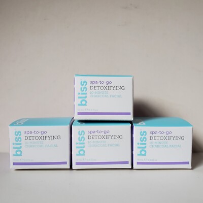 Lot Of 4 Bliss Detoxifying 10 minute Charcoal Facial .5 oz Each Spa-To-Go Purify