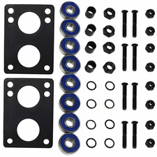 Longboard Hardware Refresh Kit - Bearings, Risers, 1.25" Hardware, Nuts