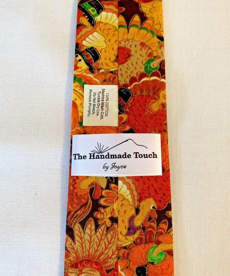 New Boys 46" Thanksgiving Turkeys Cotton Necktie Orange Brown Autumn Fall Unique - Image 3 of 4