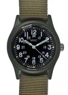 MWC Olive 1970s Vietnam War Pattern Military Watch on a Khaki Webbing Strap
