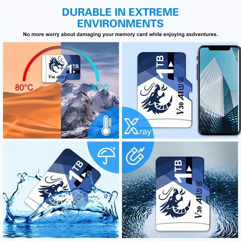 1TB Micro Memory SD Card, UHS-I Mini Memory Card Flash Memory Card Up to 60MB/s - Image 3 of 3