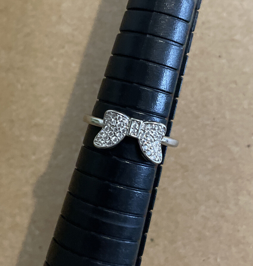 Sparkly Crystal Bow Solid Sterling Silver 925 Rin… - image 11