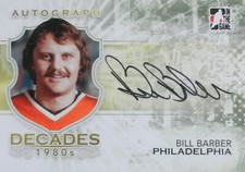 10-11 itg game decades 1980s base bill barber philadelphia flyers autograph auto