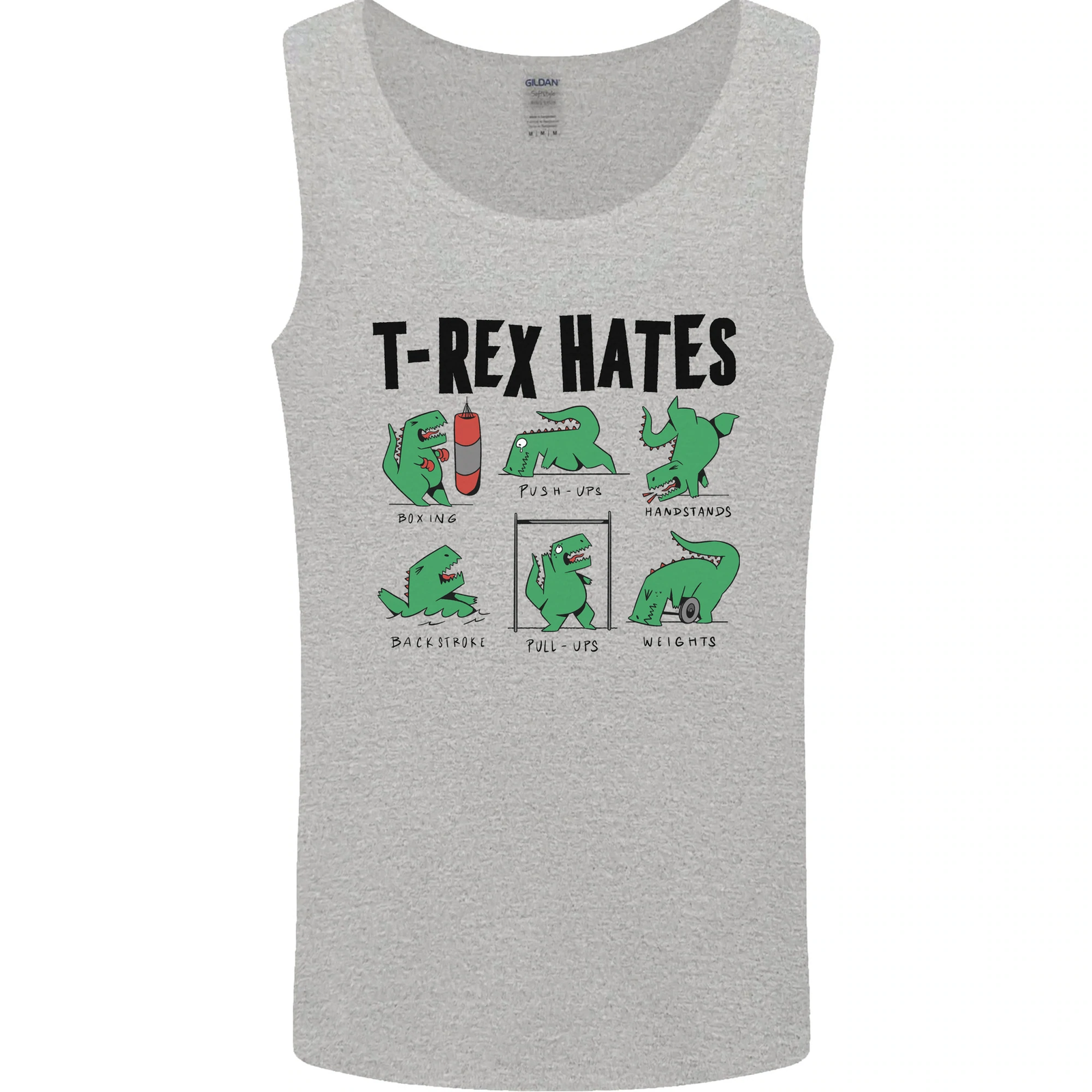 T-Rex Hates Funny Dinosaurs Jurassic Gym Mens Vest Tank Top