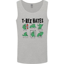 T-Rex Hates Funny Dinosaurs Jurassic Gym Mens Vest Tank Top
