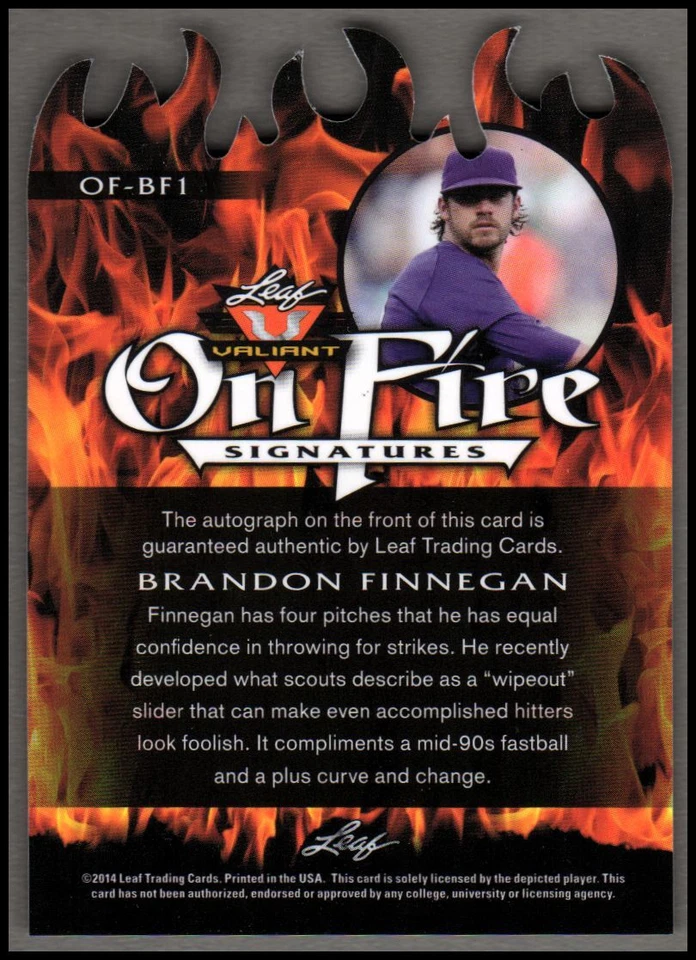 2014 Leaf Valiant Draft On Fire #OFBF1 Brandon Finnegan Auto - NM-MT - Image 2 of 2