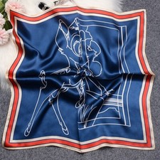 100  Silk 20" small Square Scarf Women Neckerchief Bandana Blue Modern Paiting
