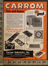 1954 CARROM WOOD GAME LUDINGTON COMET MODEL AIRPLANE MILITARY 2-pg TOY AD TT77