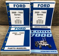 Ford 7000 Tractor Service Parts Operators Manual Set Repair Shop 7100 7200