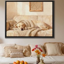 Labrador Framed Watercolor Canvas Print Dog Wall Art for Living Room Decor