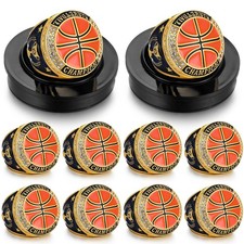 Highergo 10 Pcs Hockey Basketball Baseball MVP Dancer Champion Trophy Ring wi...