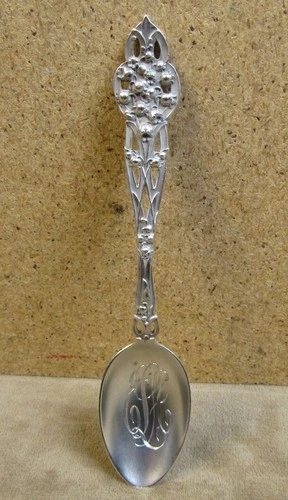 RARE! RAPHAEL ALVIN STERLING SILVER TEAPOON SPOON MONOGRAMED LILLY RELIEF