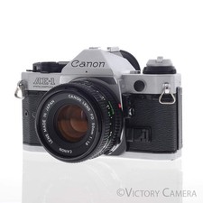 Canon AE-1 Program Chrome 35mm Film SLR Camera 50mm f1.8 Lens EXC