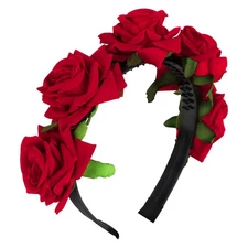 Red Rose Flower Headband for Women Girls Floral Hair Accessories for Parties
