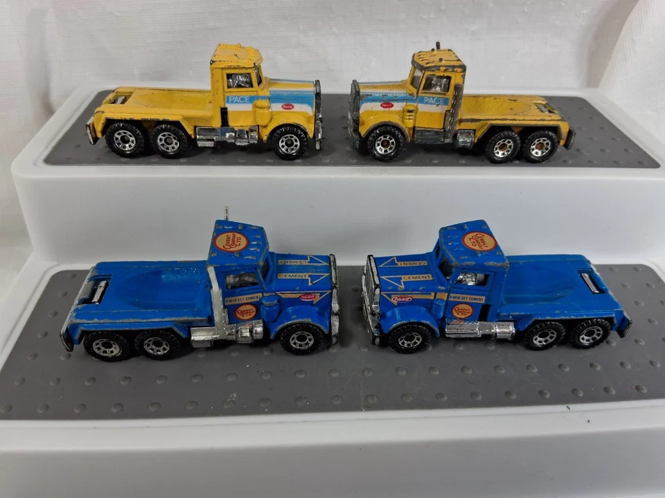 Matchbox Peterbilt Semi Cabs Blue Yellow Lot Of 4 Parts Restore Die Cast - Image 2 of 4
