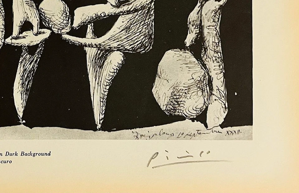 Pablo Picasso 手工签名原版印刷品带真品证明和 3,500 美元评估 — 第 4/4 张图片