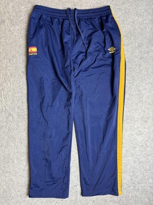 Umbro Track Pants Mens XL Navy Yellow Stripe Soccer Barca Spain Flag Futbol