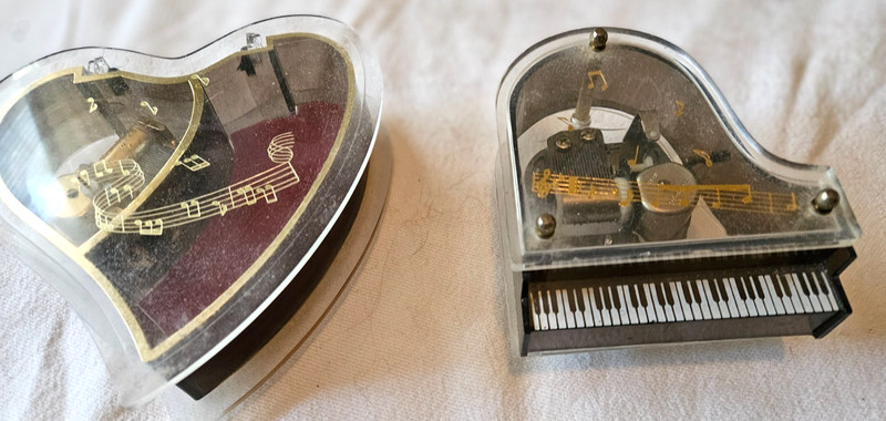 2 Musical Boxes - Red Velvet Lined Japan by Sankyo & the other Piano Hong Kong