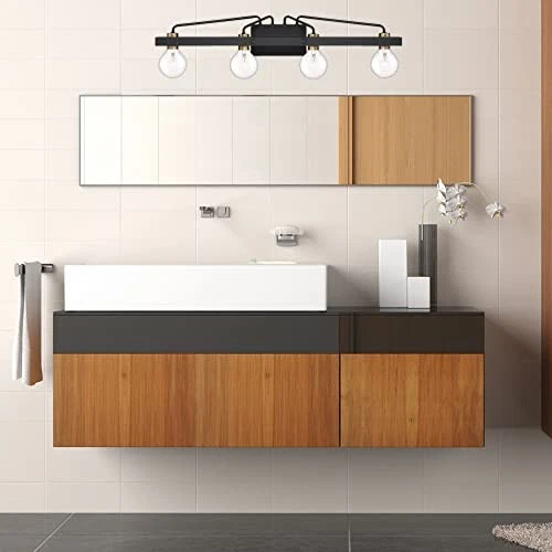  Ravella 4-Light Bathroom Vanity Light Fixture, Black, 94204-BK  - Picture 3 of 7