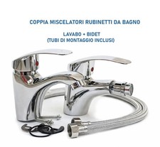 Coppia Miscelatori Rubinetti Bagno Universali Bidet Lavandino Cromati Flessibili
