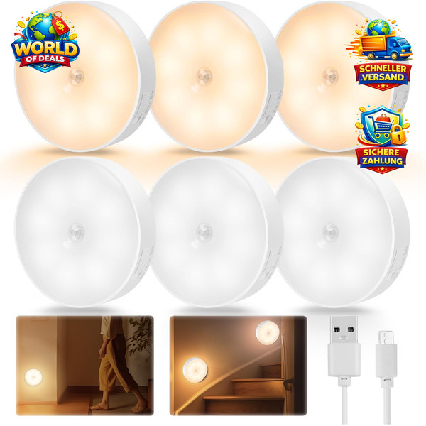 Nachtlicht Mit Bewegungsmelder LED Wiederaufladbar FüR Treppe Flur Schlafzimmer-image