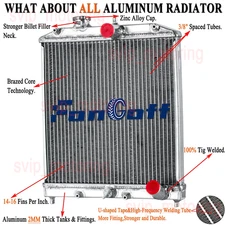 For Honda 1992-2000 Civic D15 D16 EJ EK DEL SOL Integra 3 Row Radiator Aluminum.