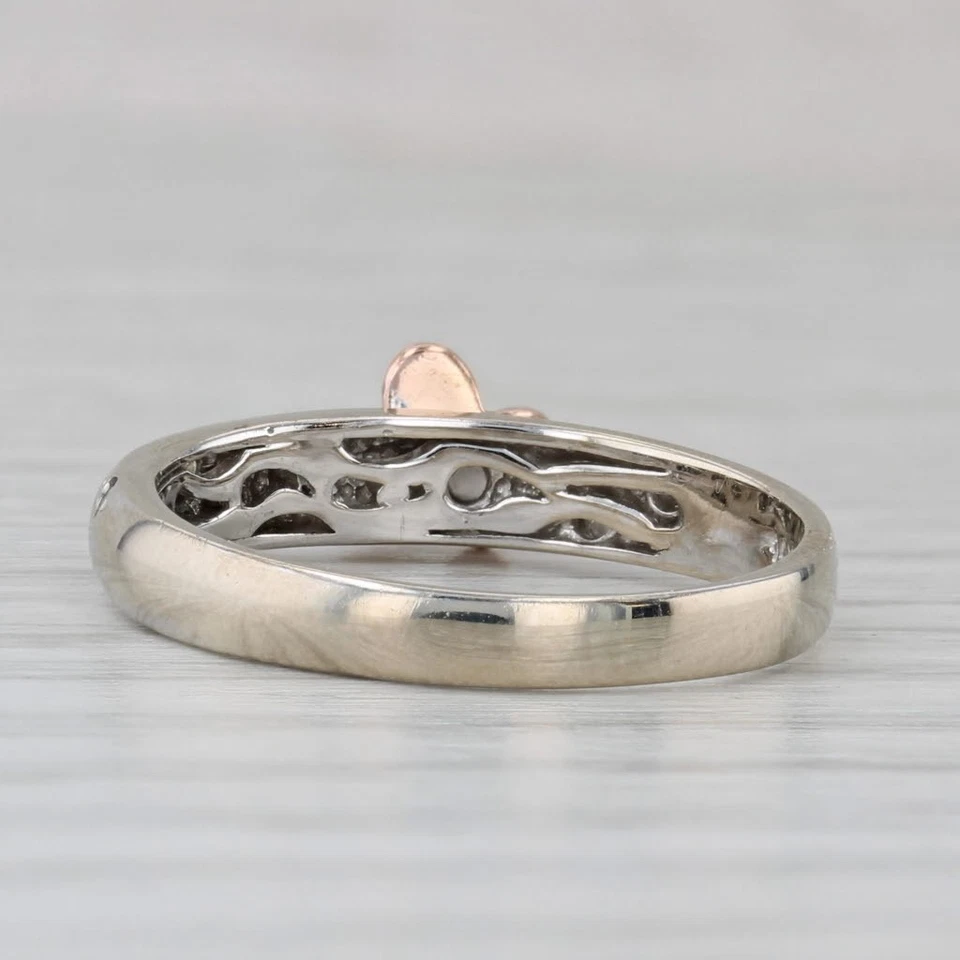 Cubic Zirconia Butterfly Ring 14k White Rose Gold Stackable Size 7.5 - Image 4 of 4