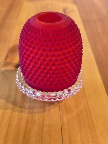 Vintage Fenton Ruby Hobnail Glass Fairy Lamp  Clear Base and Candle Holder