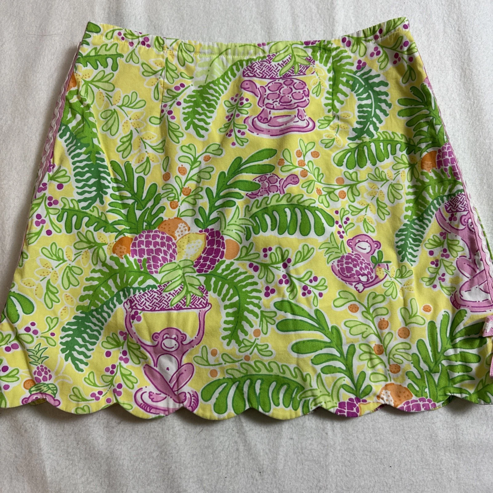Lilly Pulitzer Skort Girls Size 10 Scallop Tropical Monkey Beachy Resort Preppy