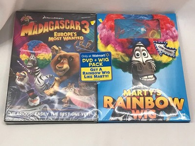Madagascar 3: Europe's Most Wanted DVD + Bonus with Marty's Rainbow Wig NEW