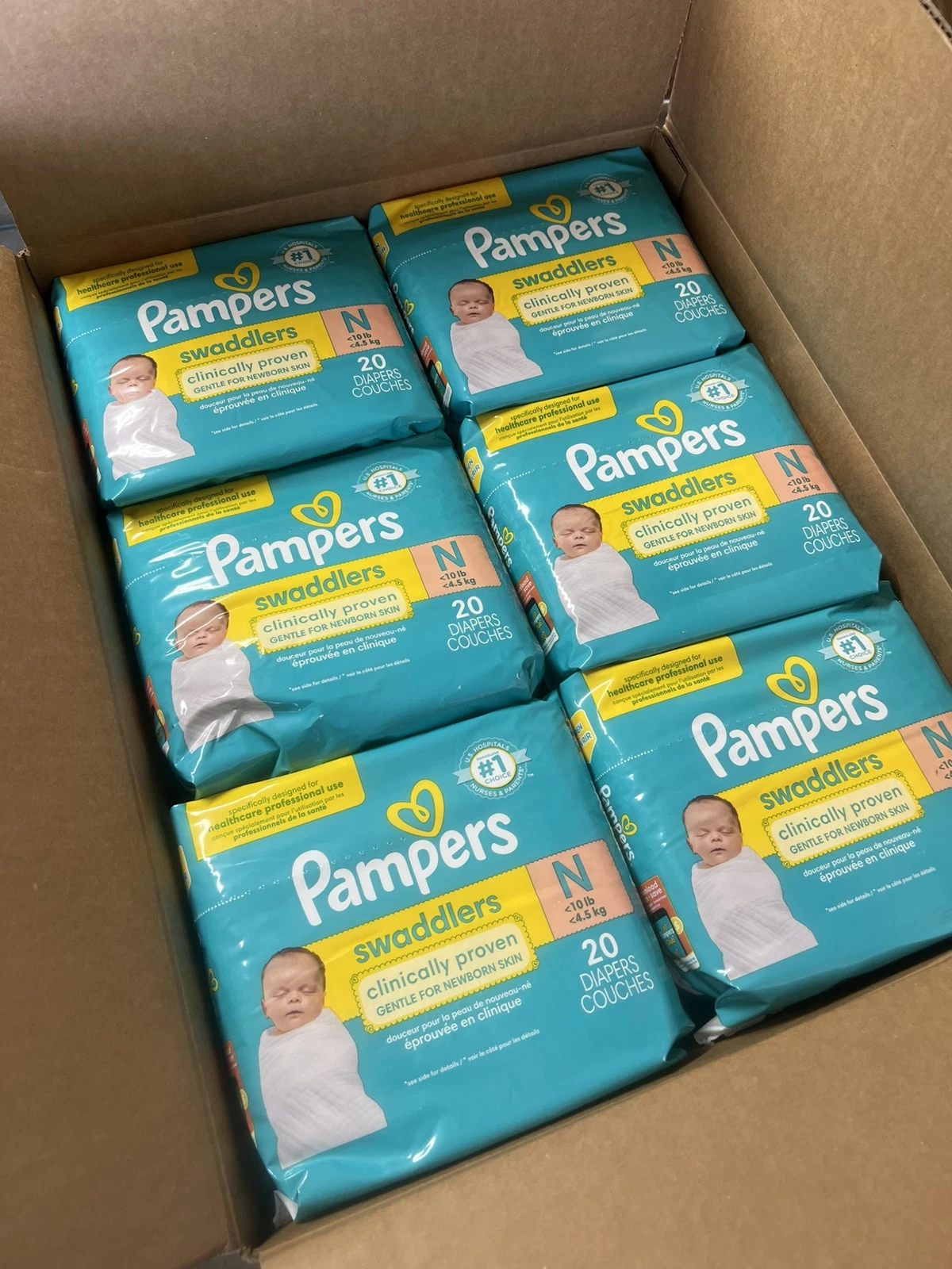 Case Of Pampers Swaddlers Size Newborn (Up To 10lbs) 240 Total Per Case