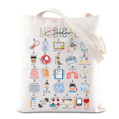 Medical Coder-Medical Coder Alphabet Tote Bag Medium, T 