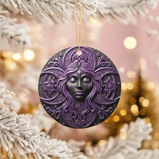 Celestial Goddess Ornament Purple Moon Mystic Feminine Spirit Pagan Yule Gift