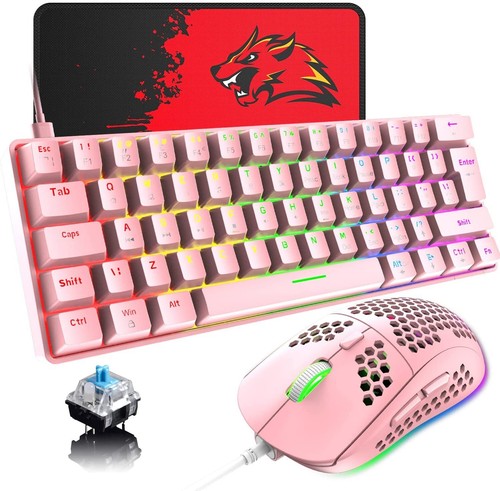 60% Mechanical Keyboard Compact 62 Keys Wired USB C and 6400 DPI Gaming Mouse - Picture 16 of 20