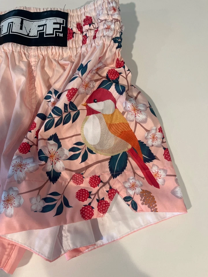 Tuff Sport Womens Floral Bird Pink Muay Thai Shorts - Image 4 of 4