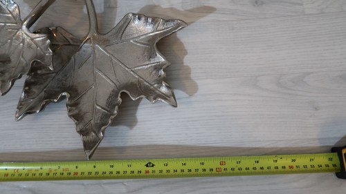 Silver Metal Double Oak Leaf Bowl Decorative Hand Finished Aluminium Home Decor - Picture 9 of 9