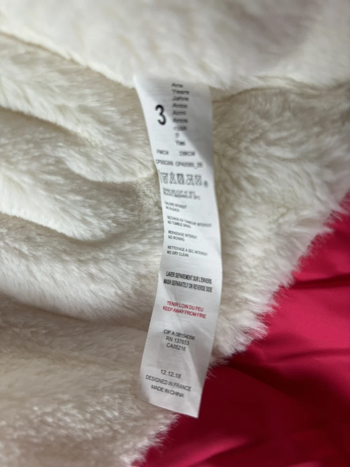 Chaqueta de Invierno Catimini Niñas Rosa Piel Desmontable De Capucha Talla 3 Foto 4 de 4