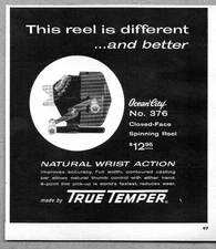 1960 Print Ad True Temper Ocean City No. 376 Fishing Reels