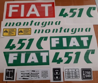 KIT ADESIVI DECALCOMANIE FIAT 451 C MONTAGNA PER TRATTORI AGRICOLI CINGOLATI