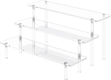 3 Tier Acrylic Display Risers, Large Perfume Organizer Stand, Clear