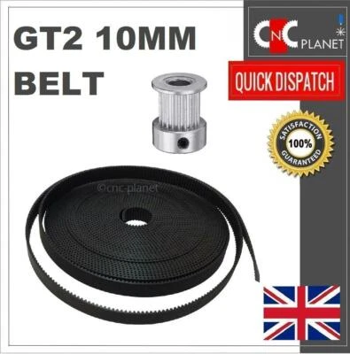 GT2 2MM PITCH 10MM OPEN LENGTH BELT WHEEL GEAR GT2 10mm Belt Width Open Length 2mm Pitch for Timing Pulley CNC 3d Printer UK