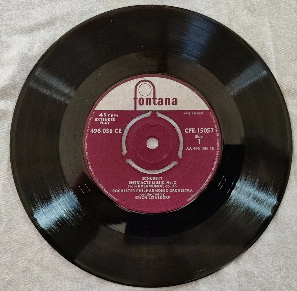 Schubert-Rosamunde Op 26 Vinyl EP 7" Single.Fontana CFE15057.Rochester/Leinsdorf Foto 3 de 4