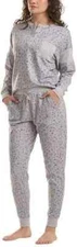 Splendid Women 2 Piece Lounge Set Henley Top Jogger Pants Grey Polka-Dot X-Large